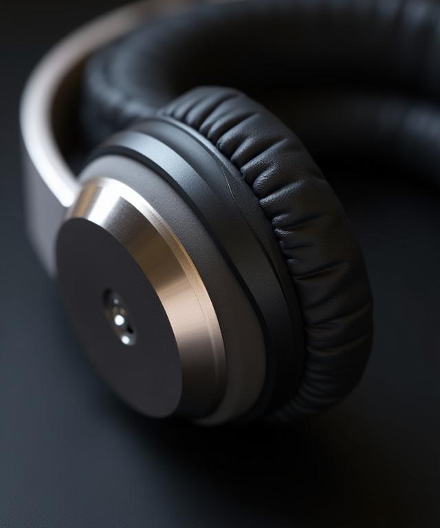 Närbild på Klang One hörlurarnas aluminiumdetaljer och öronkudde